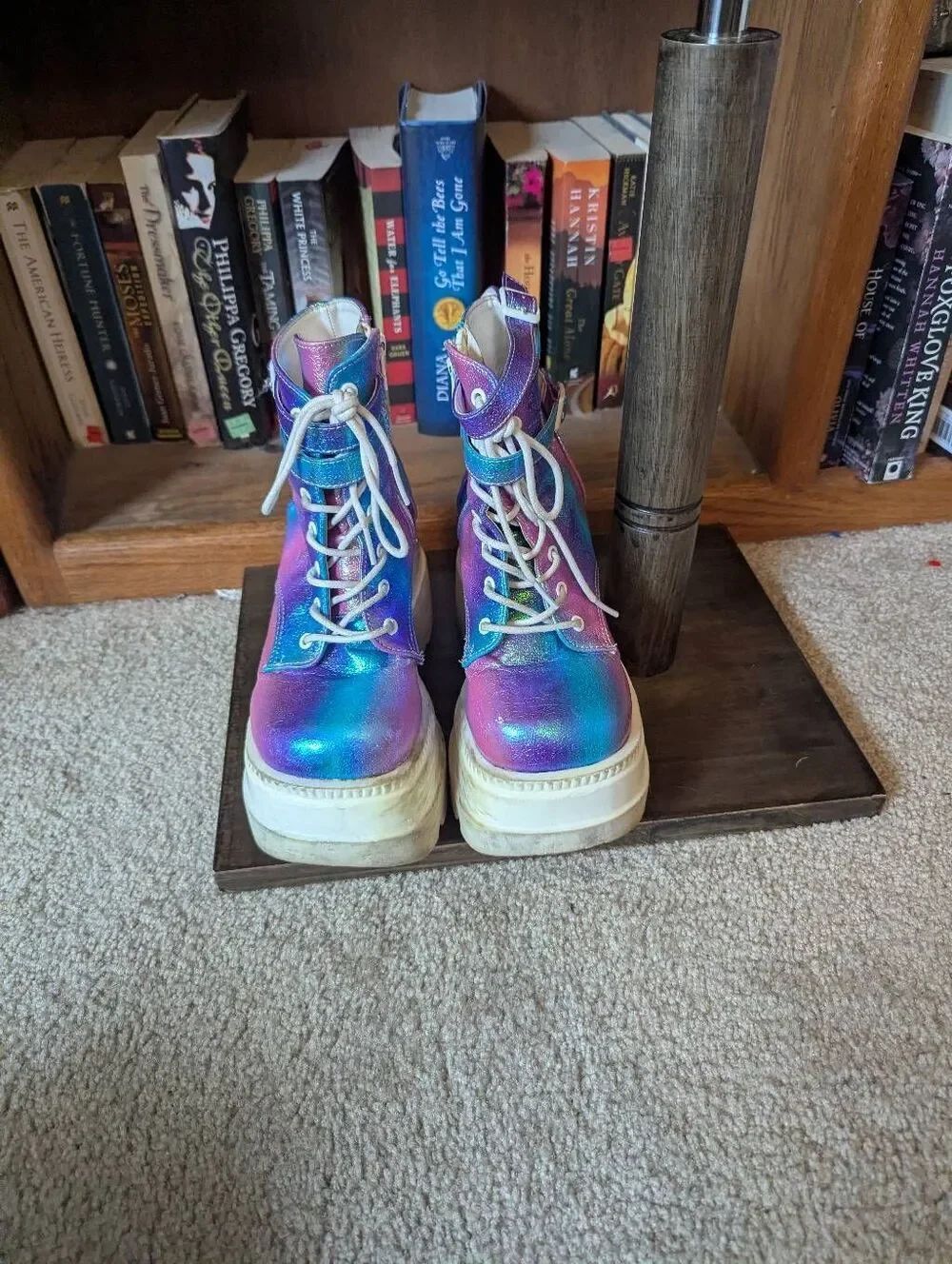 DemoniaβHolographic Chunky Platform Boots Size 5.5 Goth Rave Festival